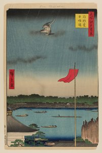 Komakata-sali ja Azuman silta tekijältä Ando or Utagawa Hiroshige