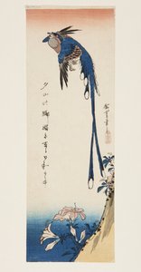 Harakka ja atsalea (värillinen puupalikkaprintti) tekijältä Ando or Utagawa Hiroshige