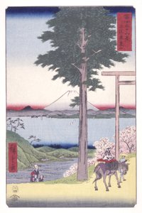 Rokuso-vuori Kazusan maakunnassa (Kazusa Rokusozan) (värillinen puupainatus) tekijältä Ando or Utagawa Hiroshige