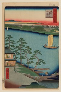 Niijuku Lautta tekijältä Ando or Utagawa Hiroshige