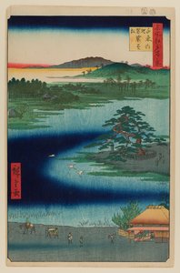 Robe-riippuvainen mänty, Senzoku-lampi tekijältä Ando or Utagawa Hiroshige