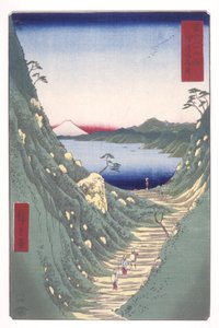Shiojiri Pass Shinanon maakunnassa (Shinano Shiojirit?ge) (värillinen puupainatus) tekijältä Ando or Utagawa Hiroshige