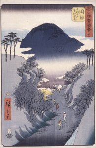 Station 22, Okabe (värillinen puupainatus) tekijältä Ando or Utagawa Hiroshige