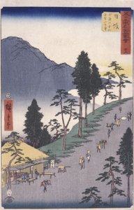 Station 26, Nissaka (värillinen puupainatus) tekijältä Ando or Utagawa Hiroshige