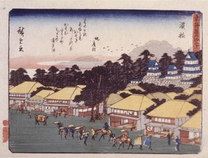 Station 30, Hamamatsu (värillinen puupainatus) tekijältä Ando or Utagawa Hiroshige