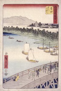 Station 35, Yoshida; Kyoka Tokaido Series (colour woodblock print) tekijältä Ando or Utagawa Hiroshige