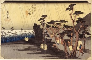 Station 9, Oiso (puupainatus) tekijältä Ando or Utagawa Hiroshige