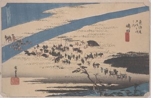 Suruga Bank of the Oi River tekijältä Ando or Utagawa Hiroshige