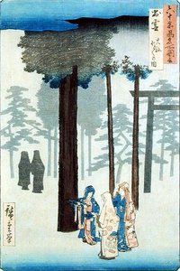 Taisha, Izumon maakunta (puukiviprintti) tekijältä Ando or Utagawa Hiroshige