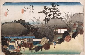 The Running Well Teahouse, Otsu", sarjasta "The Fifty-Three Stations of the Tokaido" tekijältä Ando or Utagawa Hiroshige