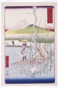 Sagami-joki (Sagamigawa) (värillinen puupainatus) tekijältä Ando or Utagawa Hiroshige