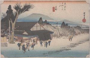 Mekawan kylä tekijältä Ando or Utagawa Hiroshige