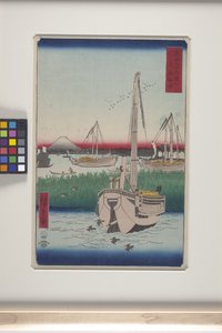 Tsukuda Offing In The East Capital (T?to: Tsukuda Oki) (värillinen puupainatus) tekijältä Ando or Utagawa Hiroshige