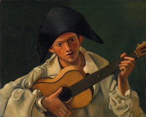 Harlekiini rintakuva kitaran kanssa tekijältä Andre Derain