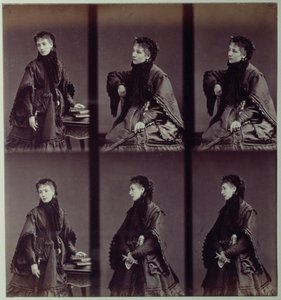 Muotokuva Sarah Bernhardtista (1844-1923) kaupunkiasussa tekijältä Andre Adolphe Eugene Disderi