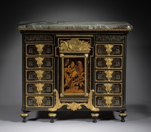 Ebony Cabinet, n. 1690 (intarsia metallia ja kilpikonnan kuorta, puuta)