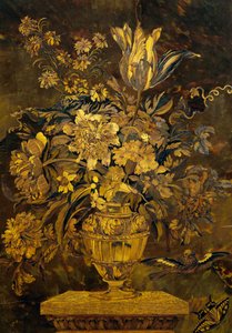 Intarsia eebenpuisen kaapin oveen, Andre-Charles Boulle (1642-1732), Ranska tekijältä Andre Charles Boulle