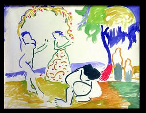 Kylpijöitä, noin 1905 (akvarelli paperille) tekijältä Andre Derain