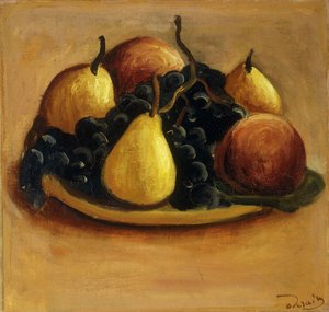 Päärynät, persikat ja viinirypäleet; Poires, Peches et Raisins (Päärynät, persikat ja rusinat). tekijältä Andre Derain