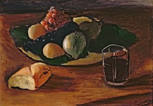 Asetelma viinilasillisen kanssa, noin 1932 (öljy kankaalle). tekijältä Andre Derain