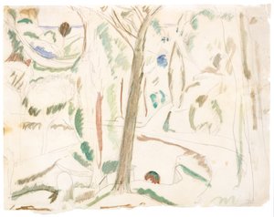 Nimetön (tutkimus The Turning Roadia varten), noin 1906 (grafiitti ja vesiväri paperille). tekijältä Andre Derain