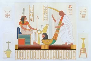 Koriste harppujen huoneesta, itähauta, Byban el Molouk, Thebes, Edmonde Francois Jomardin teoksesta "Descriptions of Egypt", julkaistu 1809-22