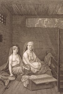 Julkiset tanssijat, niteestä II Puvut ja muotokuvat teoksesta "Egyptin kuvaus", kaiverrettu Jean Baptiste Massardin toimesta, julkaistu Napoleonin käskystä 1822.
