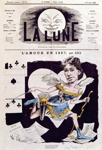 Karikatyyri Cora Pearlistä (1842-n. 1886) La Lunesta, 3. helmikuuta 1867 tekijältä Andre Gill