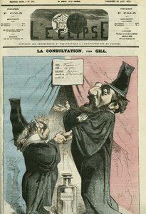 Sarjakuva Adolphe Thiersin (1797-1877) ja Leon Gambettan (1838-1882), ranskalaisten poliitikkojen. Kansi "" L
