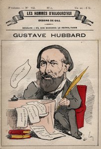 Sarjakuva Nicolas Gustave Hubbardista (1828-1888), englantilainen poliittinen taloustieteilijä Les Hommes d