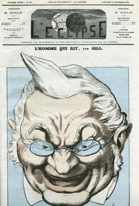 Sarjakuva "miehestä, joka nauraa", Adolphe Thiers (1797-1877), ranskalainen poliitikko. Kansi "" L
