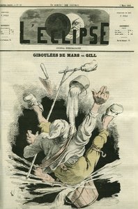 Giboulees de mars, kuva ämpäriin putoavasta miehestä. Kansi "" L