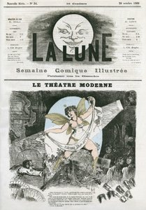 Le Theatre Moderne Pariisissa. Gillin karikatyyri, "La Lune", 28. lokakuuta tekijältä Andre Gill