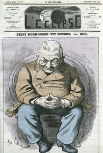 Pieni mies elää edelleen, sarjakuva Adolphe Thiers (1797-1877), ranskalainen valtiomies. Kansi "" L