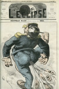 Uusi riikinkukko, Ranskan ja Preussin sodan voittajan William I:n (1797-1888) sarjakuva. Kansi "" L