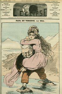 Muotokuva Adolphe Thiersista (1797-1877), ranskalainen historioitsija ja poliitikko, joka on edustettuna "Paul et Virginie":ssä (tasavalta). Kansi "" L