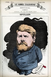 Eugene Spuller (1835-1896), ranskalaisen poliitikon ja lakimiehen muotokuva. Gillin sarjakuva elokuvassa "Les Homme d