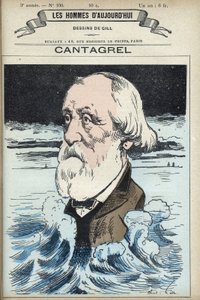 Muotokuva Felix Francois Jean Cantagrelista (1810-1887), kirjailija, kunnanvaltuutettu ja Pariisin varajäsen. Sarjakuva Gill, Paris. tekijältä Andre Gill