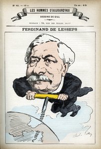 Ranskalaisen diplomaatin Ferninand de Lessepsin (1805-1894) muotokuva. Gillin sarjakuva elokuvassa "Les Homme d