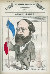 Muotokuva Francois Allain-Targesta Allain Targe (1832-1902), ranskalainen lakimies, tuomari, toimittaja ja poliitikko, hän oli sisäministeri ja valtiovarainministeri Gambettan kabinetissa. Sarjakuva Gill, Paris.