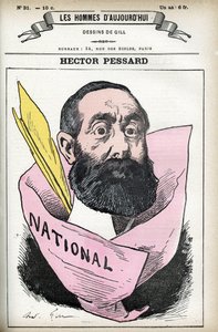 Hector Pessardin muotokuva, ranskalainen toimittaja ja Le National -sanomalehden omistaja. Gillin sarjakuva elokuvassa "Les Homme d