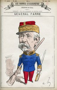 Muotokuva Jean Joseph Frederic Albert Farresta (1816-1887), ranskalainen sotilas, hänet nimitettiin kenraaliksi vuonna 1870 ja sotaministeriksi. Sarjakuva Gill, Paris. tekijältä Andre Gill