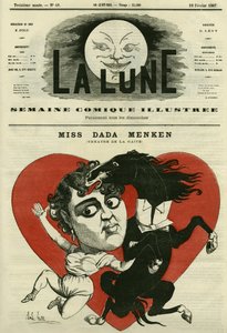 Muotokuva neiti Adah-Isaacs Menkenistä, laulaja Theatre de la Gaite Pariisissa. Gillin sarjakuva elokuvassa "The Moon", 10. helmikuuta tekijältä Andre Gill