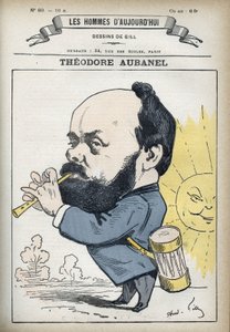 Theodore Aubanelin (1829-1886), ranskalaisen kirjapainon ja provencelaisen runoilijan muotokuva. Sarjakuva Gill, Paris. tekijältä Andre Gill