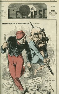 Shoes Nationales, Otto von Bismarck (1815-1898) vaihtamassa saappaita Moselin puukengät. Kansi "" L