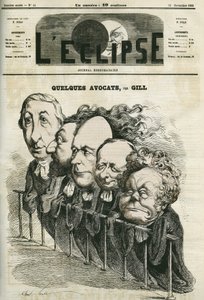 Jotkut lakimiehet, Emmanuel Arago (1812-1896), Leon Gambetta (1838-1882), Jules Grevy (1807-1891), Laurier ja Adolphe Cremieux (1796-1880). Kansi "" L