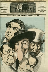 Teatteri "" Le Palais royal" - Geoffroy, Jules Brasseur (1829-1890), Hyacinthe, Lassouche ja Lheritier, ranskalaiset näyttelijät. Kansi "" L