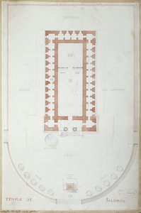 Suunnitelma Salomon temppelistä Jerusalemissa, 1800-luvun puoliväli (muste ja wc paperilla) tekijältä Andre Lenoir