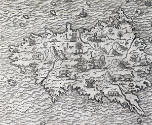 Sumatran kartta, kaiverrus Andre Thevet (1504-1592), Pariisi, Ranska tekijältä Andre Thevet