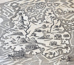 Trinity Island, kaiverrus Universal Cosmologysta, Andre Thevet (1504-1592), Pariisi tekijältä Andre Thevet